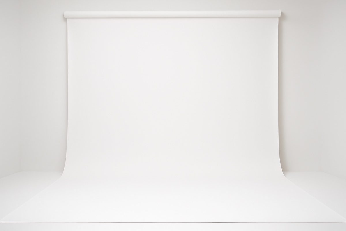 Plain white marketplace backdrop