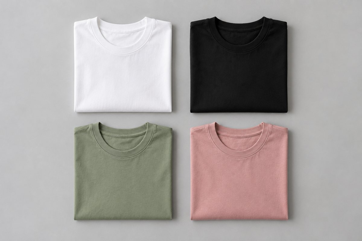 A grid of apparel mockups showing the same garment in several styles