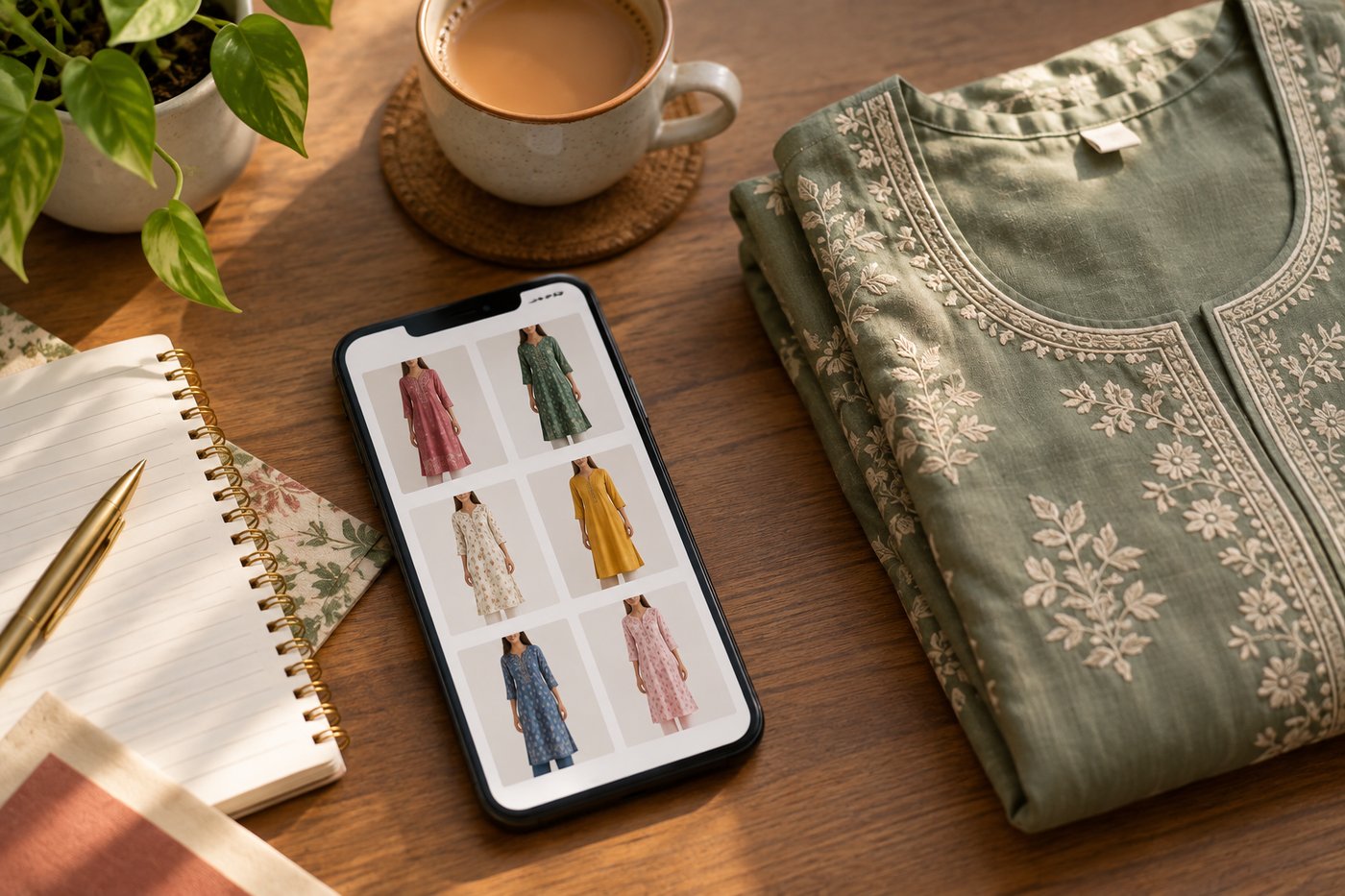 A seller reviewing their product photos