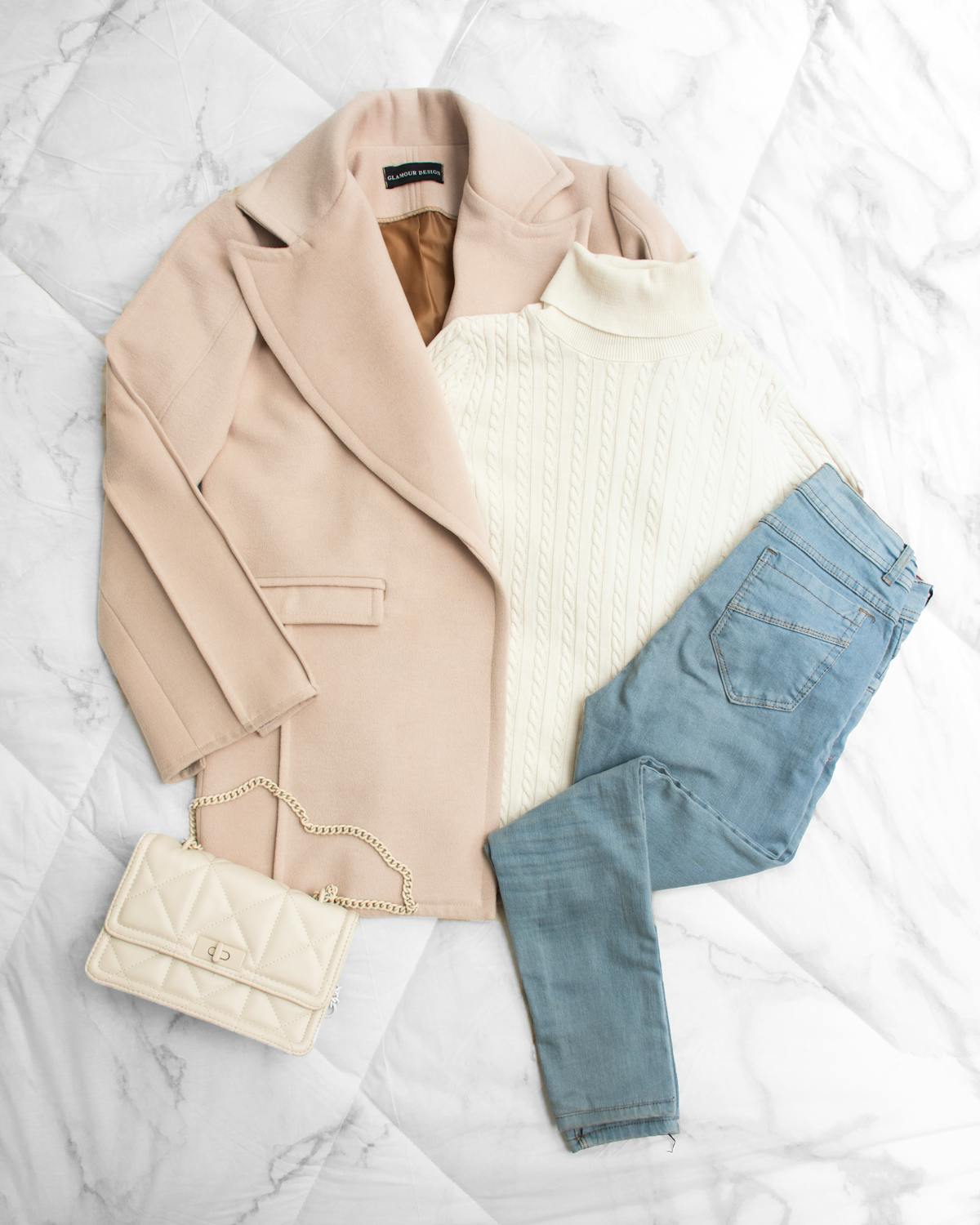 Clothing essentials laid out for product photography
