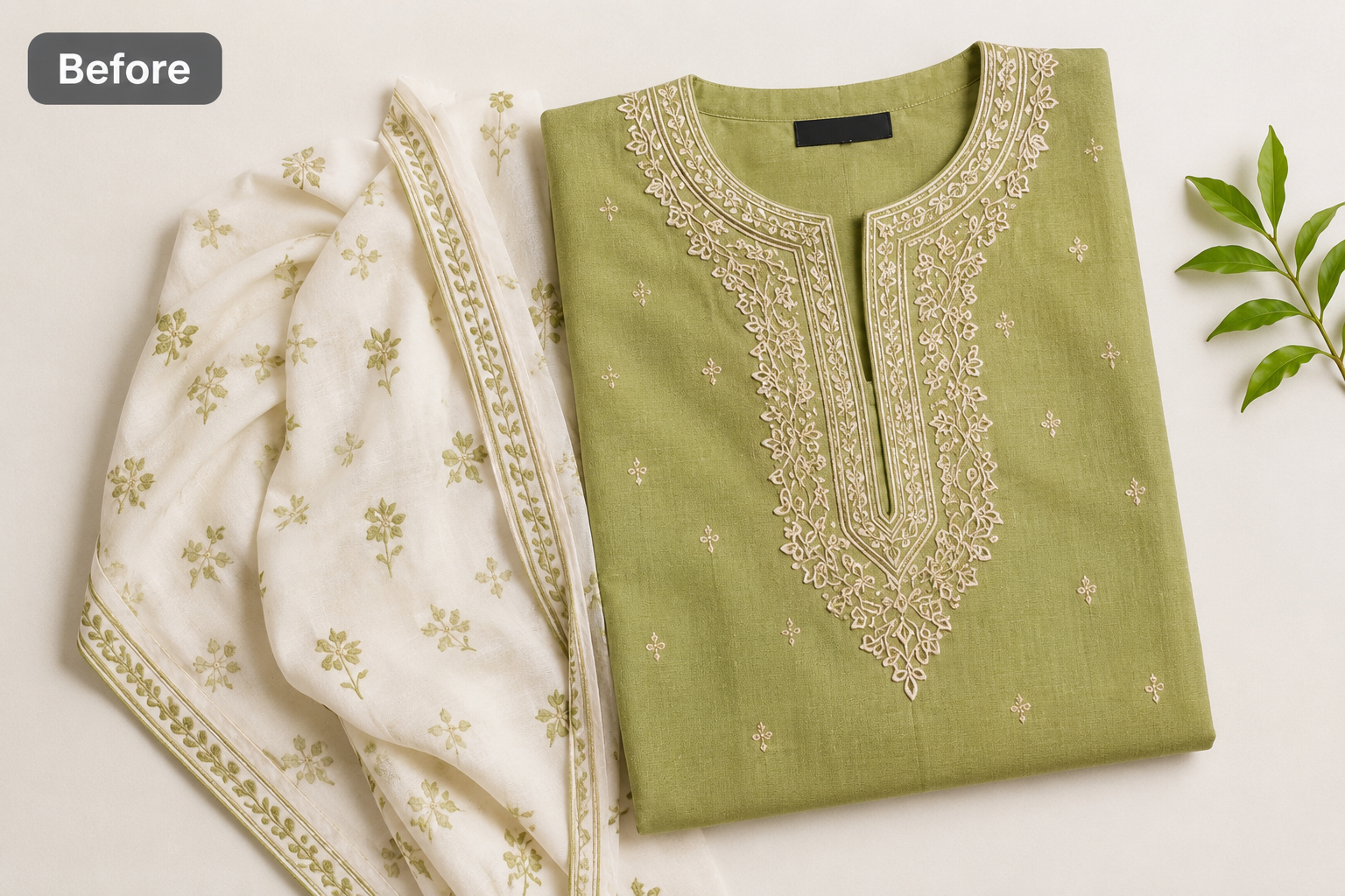 Before — garment flat lay