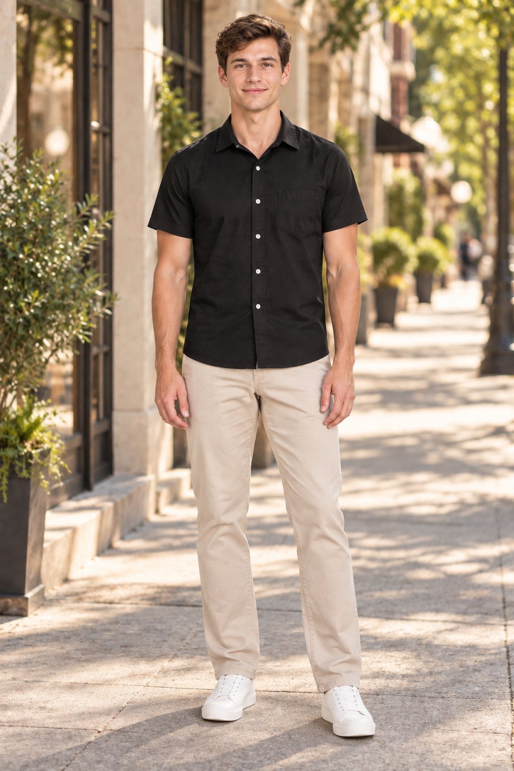 AI fashion photograph of a shirt generated by CatalogX virtual try-on