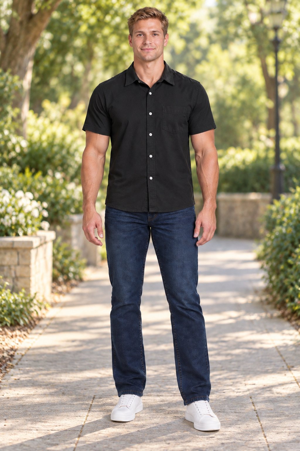 AI-generated on-model product photo made by CatalogX from a flat garment photo